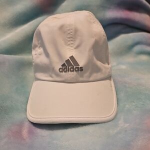 Adidas White and Gray Logo Cap